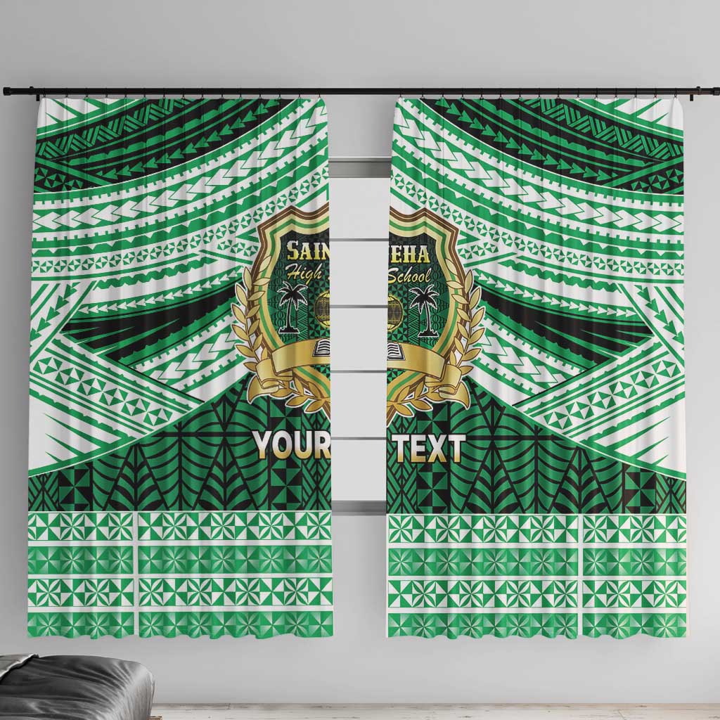 Personalised Tonga Saineha High School Window Curtain Polynesian Ngatu Tribal