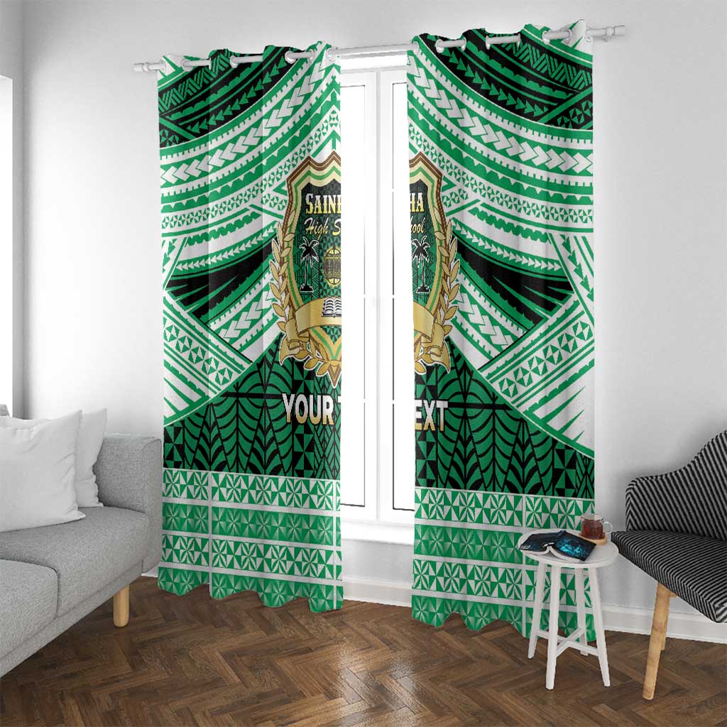 Personalised Tonga Saineha High School Window Curtain Polynesian Ngatu Tribal