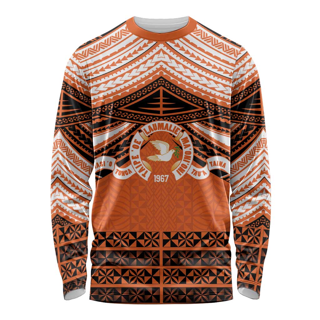 Personalised Tonga Tailulu College Long Sleeve Shirt Polynesian Ngatu Tribal