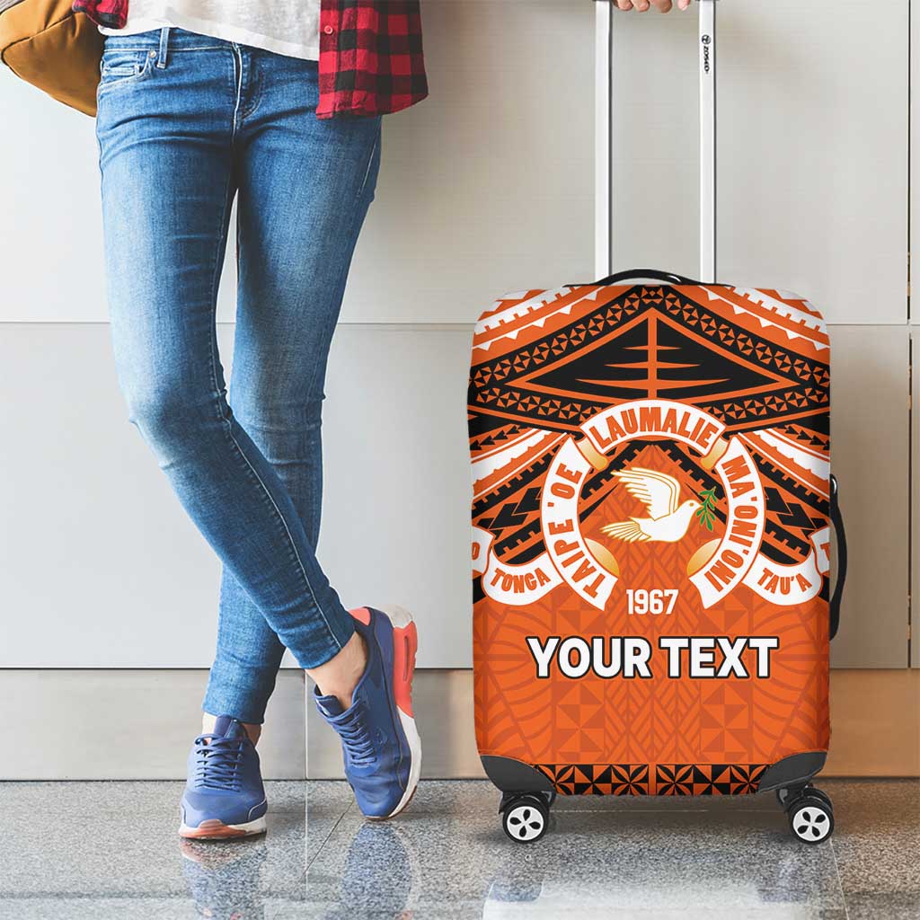 Personalised Tonga Tailulu College Luggage Cover Polynesian Ngatu Tribal