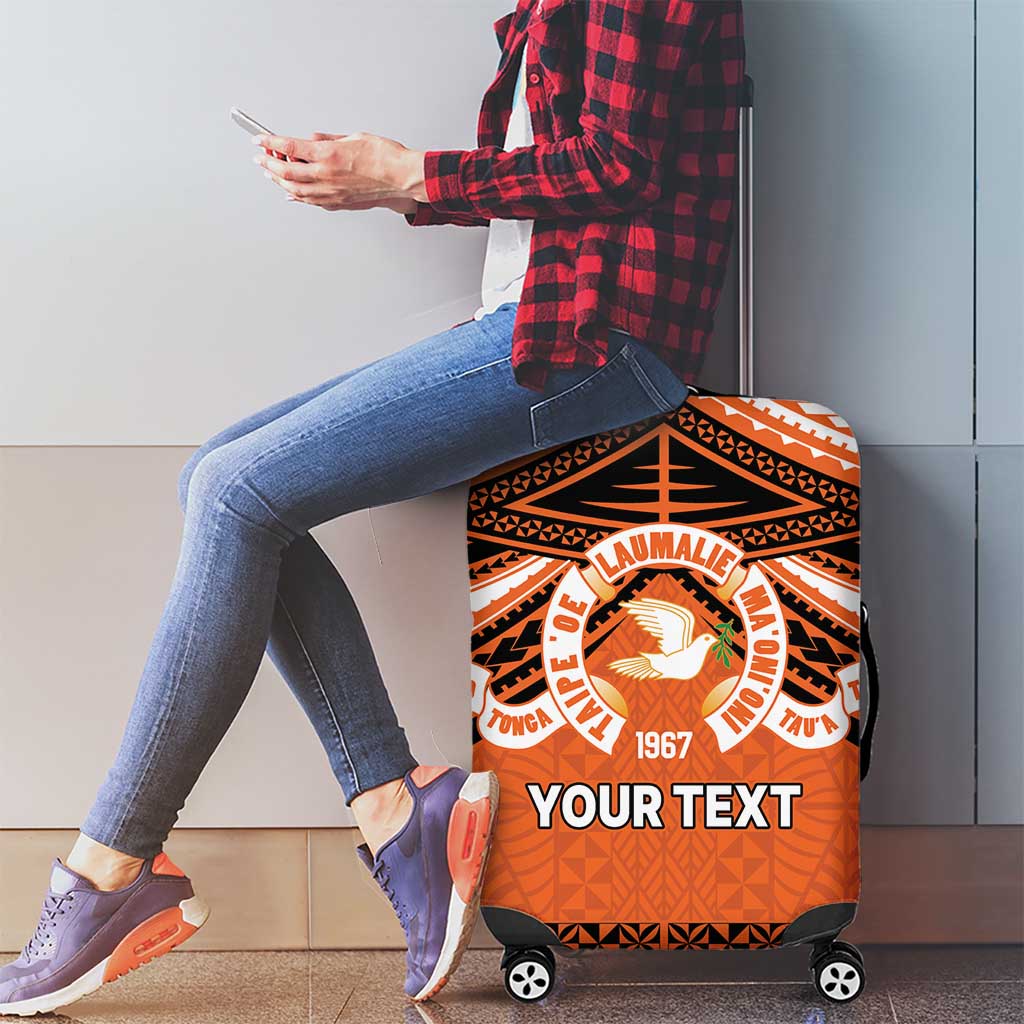 Personalised Tonga Tailulu College Luggage Cover Polynesian Ngatu Tribal