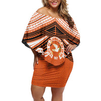 Personalised Tonga Tailulu College Off Shoulder Short Dress Polynesian Ngatu Tribal