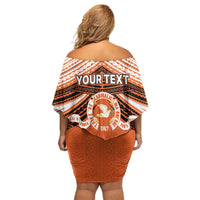 Personalised Tonga Tailulu College Off Shoulder Short Dress Polynesian Ngatu Tribal