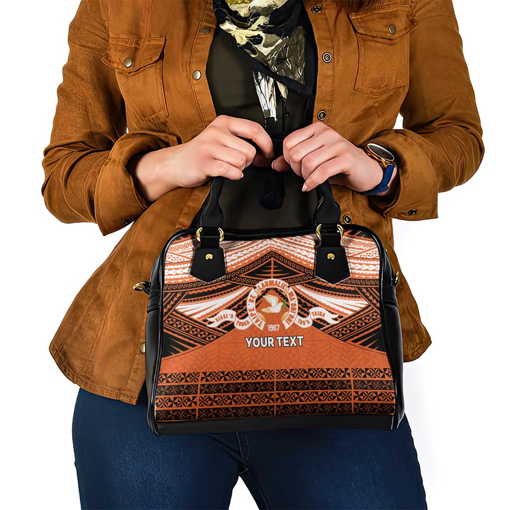 Personalised Tonga Tailulu College Shoulder Handbag Polynesian Ngatu Tribal