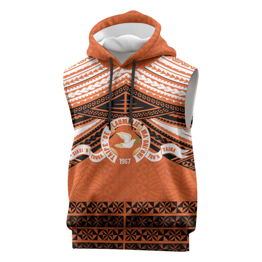 Personalised Tonga Tailulu College Sleeveless Hoodie Polynesian Ngatu Tribal - Polynesian Pride