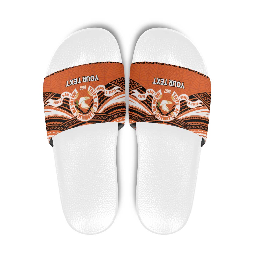 Personalised Tonga Tailulu College Slide Sandals Polynesian Ngatu Tribal - Polynesian Pride