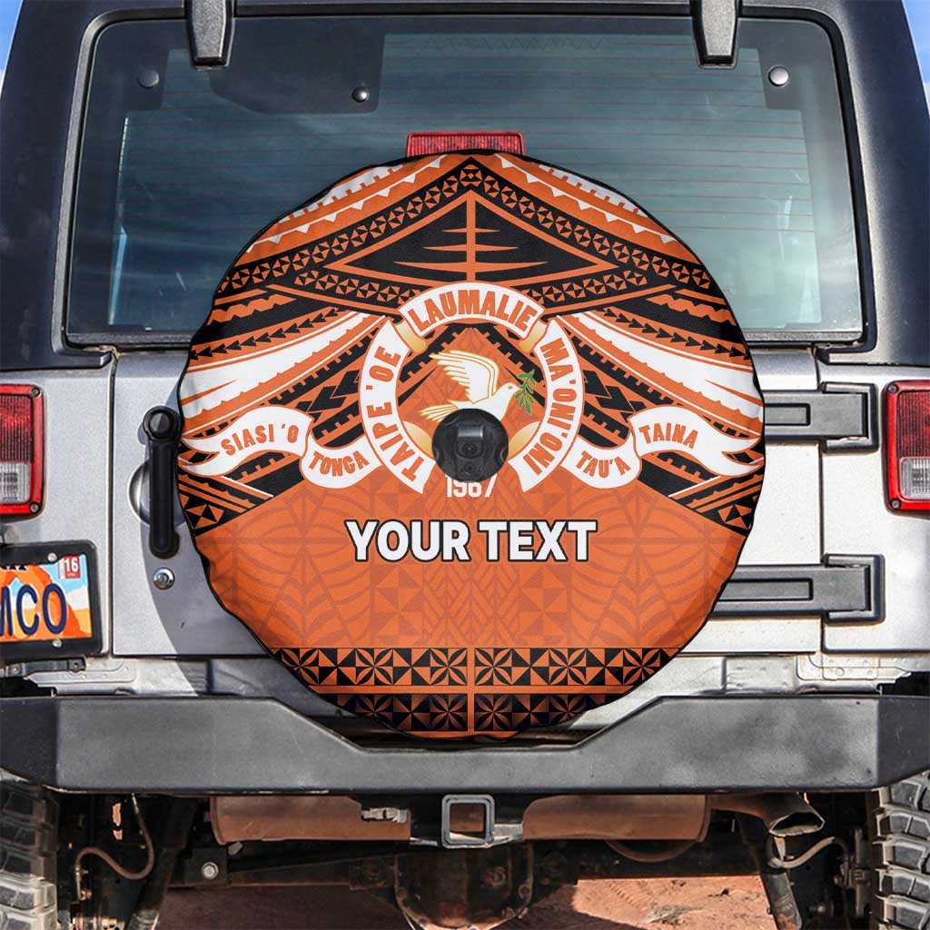 Personalised Tonga Tailulu College Spare Tire Cover Polynesian Ngatu Tribal LT9 Orange - Polynesian Pride