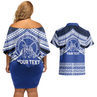 Personalised Tonga Taufa'ahau Pilolevu College Couples Matching Off Shoulder Short Dress and Hawaiian Shirt Polynesian Ngatu Tribal LT9 - Polynesian Pride