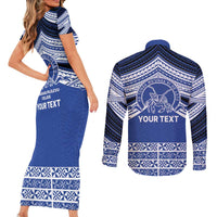 Personalised Tonga Taufa'ahau Pilolevu College Couples Matching Short Sleeve Bodycon Dress and Long Sleeve Button Shirt Polynesian Ngatu Tribal LT9 - Polynesian Pride