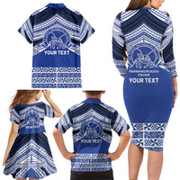 Personalised Tonga Taufa'ahau Pilolevu College Family Matching Long Sleeve Bodycon Dress and Hawaiian Shirt Polynesian Ngatu Tribal LT9 - Polynesian Pride