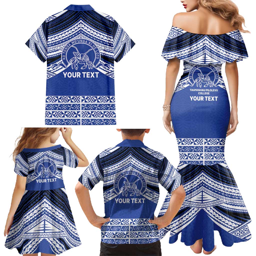 Personalised Tonga Taufa'ahau Pilolevu College Family Matching Mermaid Dress and Hawaiian Shirt Polynesian Ngatu Tribal LT9 - Polynesian Pride