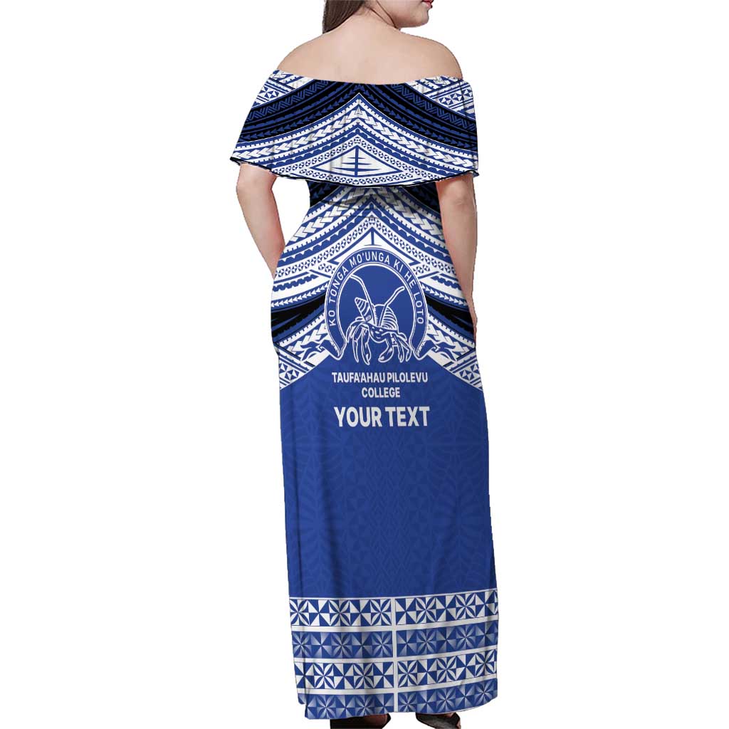 Personalised Tonga Taufa'ahau Pilolevu College Family Matching Off Shoulder Maxi Dress and Hawaiian Shirt Polynesian Ngatu Tribal LT9 - Polynesian Pride