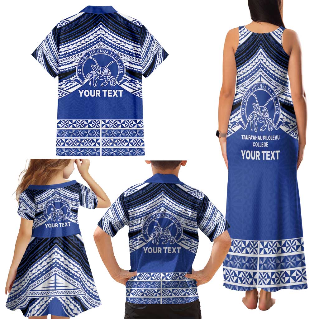 Personalised Tonga Taufa'ahau Pilolevu College Family Matching Tank Maxi Dress and Hawaiian Shirt Polynesian Ngatu Tribal LT9 - Polynesian Pride
