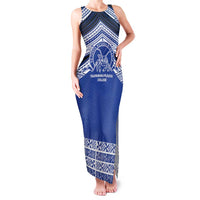 Personalised Tonga Taufa'ahau Pilolevu College Family Matching Tank Maxi Dress and Hawaiian Shirt Polynesian Ngatu Tribal LT9 Mom's Dress Blue - Polynesian Pride