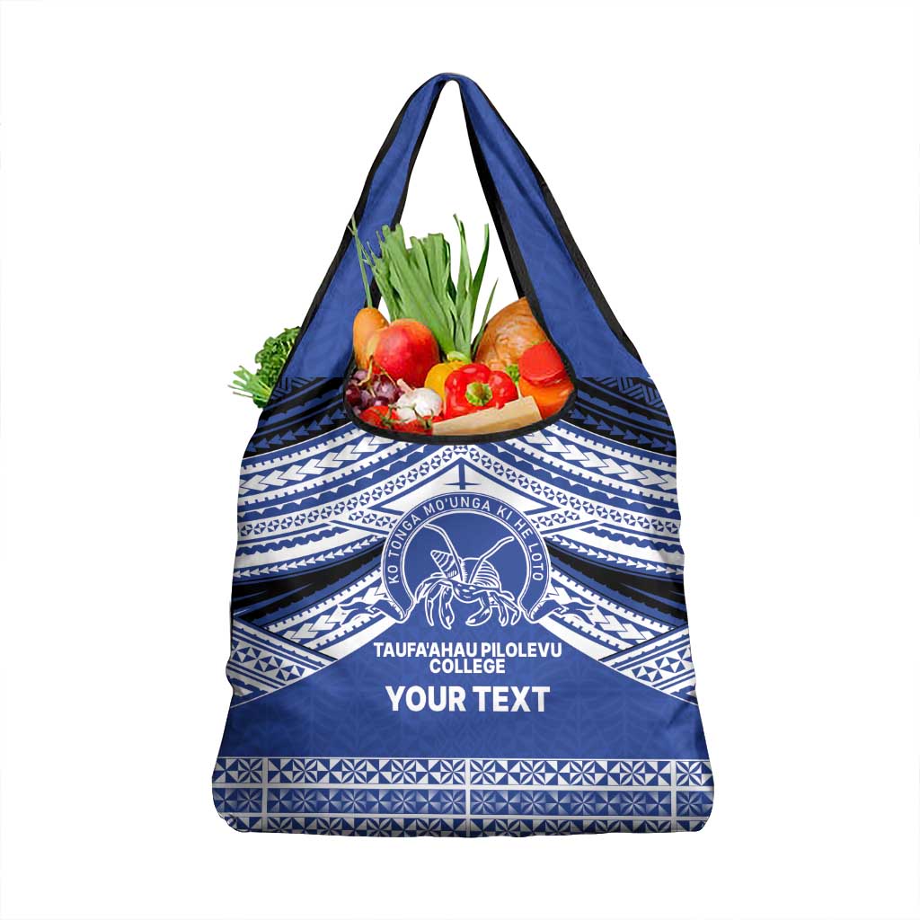 Personalised Tonga Taufa'ahau Pilolevu College Grocery Bag Polynesian Ngatu Tribal