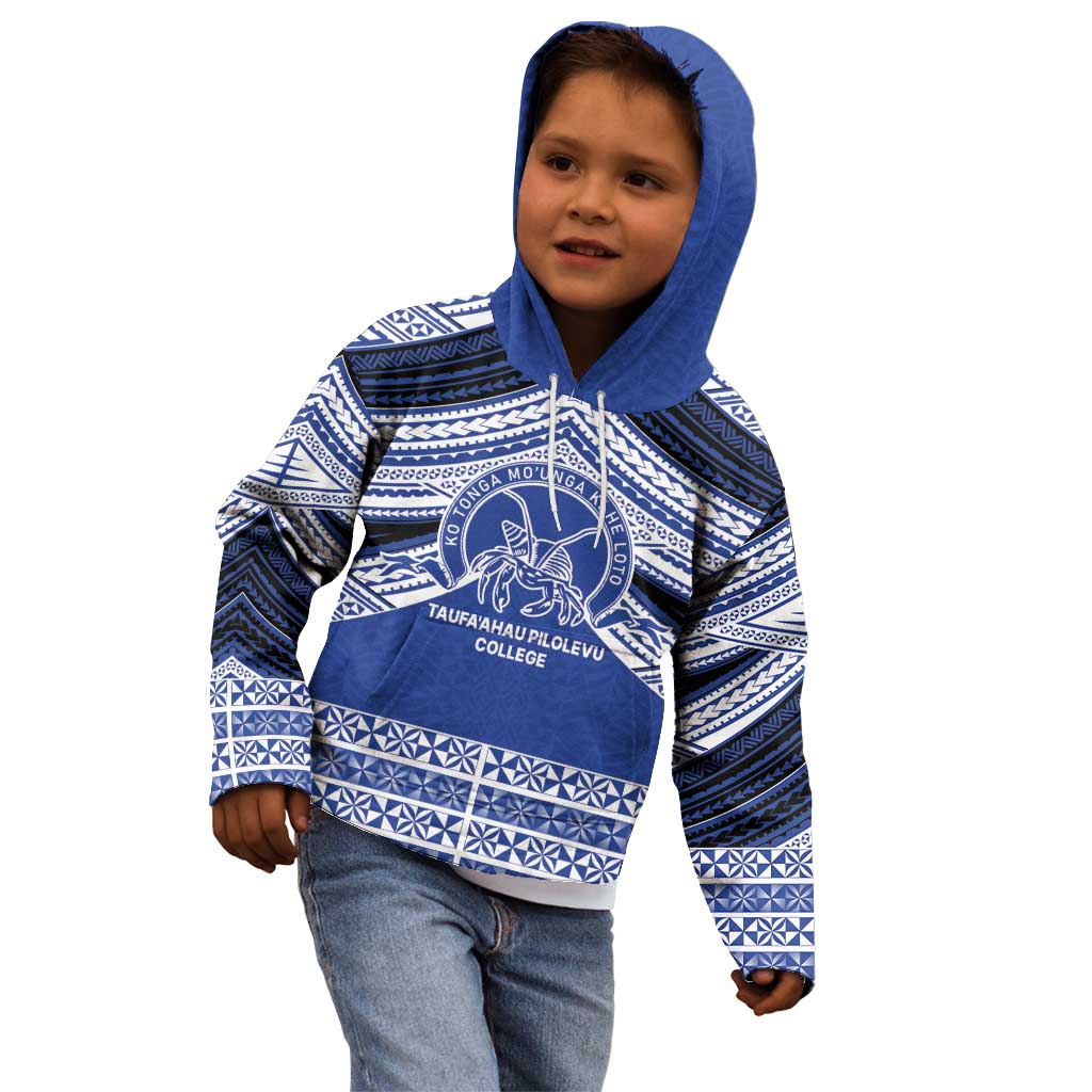Personalised Tonga Taufa'ahau Pilolevu College Kid Hoodie Polynesian Ngatu Tribal