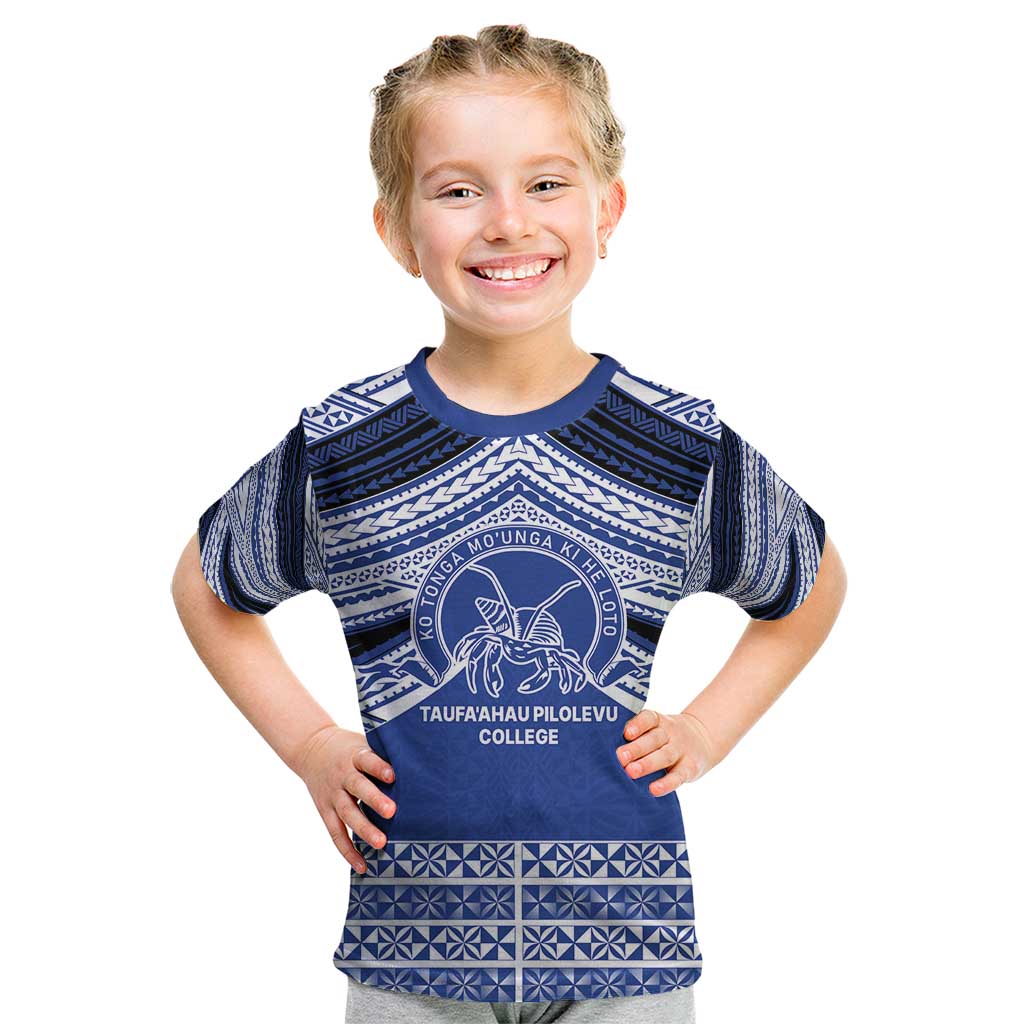 Personalised Tonga Taufa'ahau Pilolevu College Kid T Shirt Polynesian Ngatu Tribal