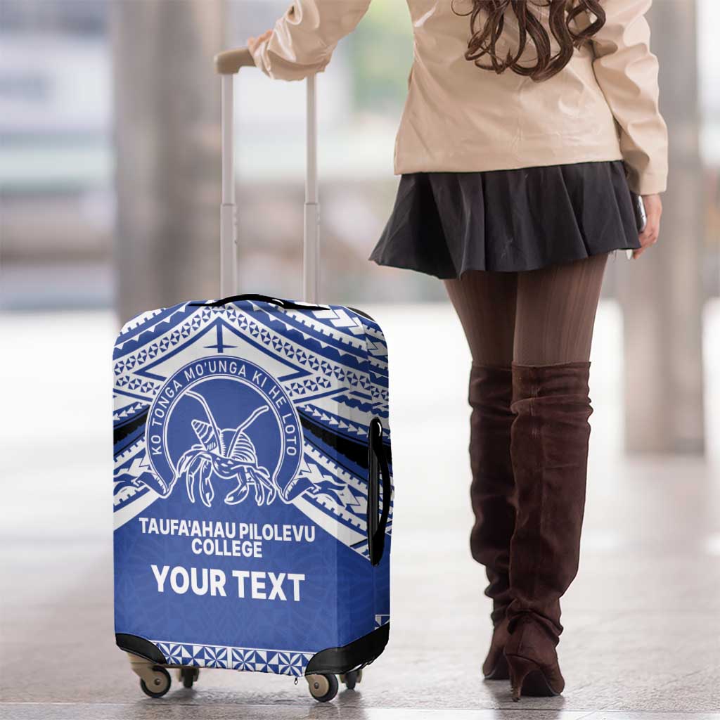 Personalised Tonga Taufa'ahau Pilolevu College Luggage Cover Polynesian Ngatu Tribal