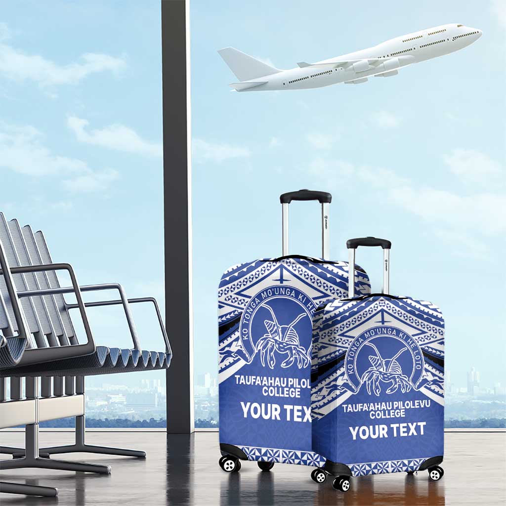 Personalised Tonga Taufa'ahau Pilolevu College Luggage Cover Polynesian Ngatu Tribal