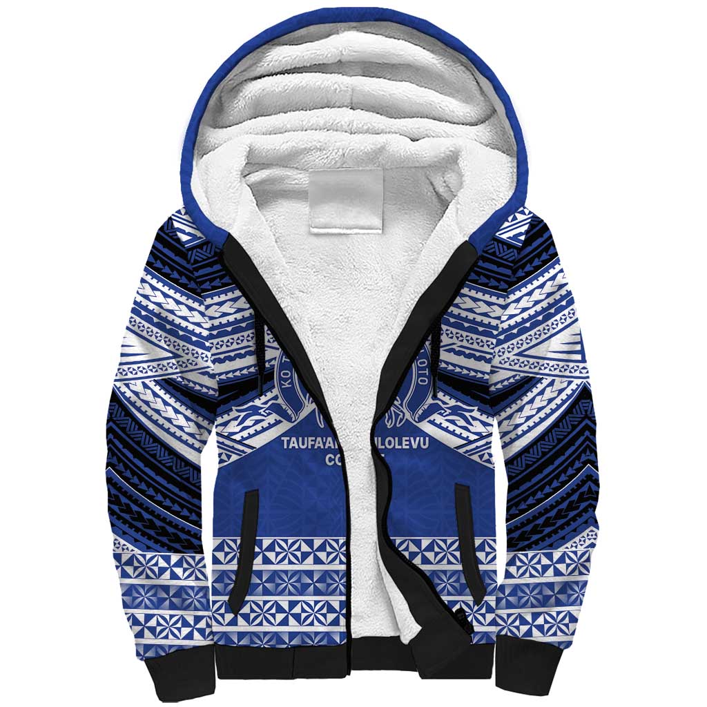 Personalised Tonga Taufa'ahau Pilolevu College Sherpa Hoodie Polynesian Ngatu Tribal