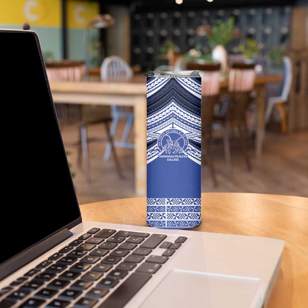 Personalised Tonga Taufa'ahau Pilolevu College Skinny Tumbler Polynesian Ngatu Tribal