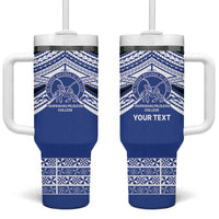 Personalised Tonga Taufa'ahau Pilolevu College Tumbler With Handle Polynesian Ngatu Tribal