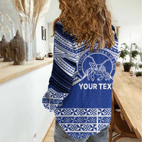 Personalised Tonga Taufa'ahau Pilolevu College Women Casual Shirt Polynesian Ngatu Tribal