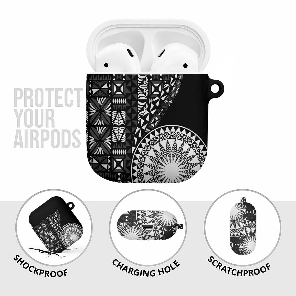 Black Tongan Ngatu Fonulei Pattern AirPods Case LT9 - Polynesian Pride