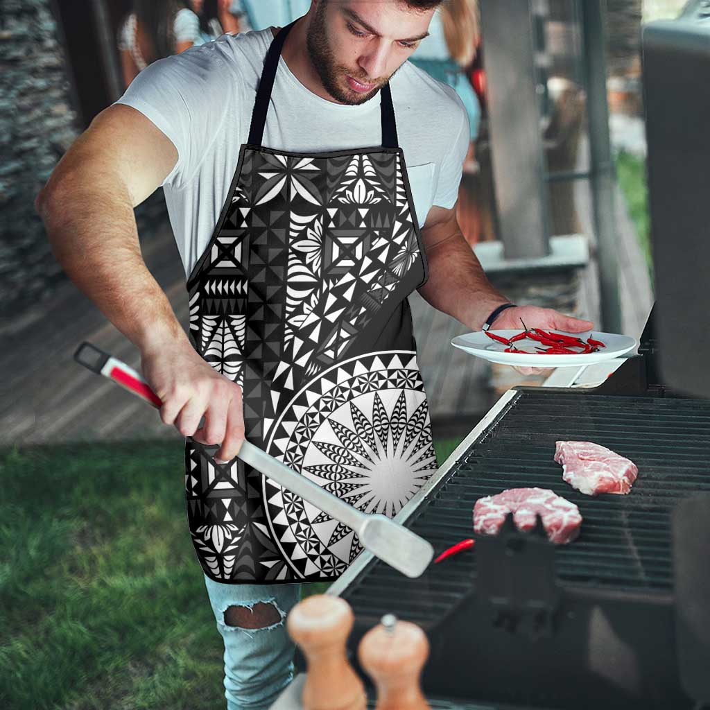 Black Tongan Ngatu Fonulei Pattern Apron LT9 - Polynesian Pride