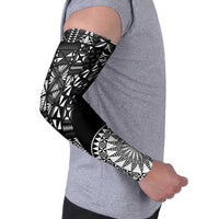 Black Tongan Ngatu Fonulei Pattern Arm Sleeves LT9 - Polynesian Pride