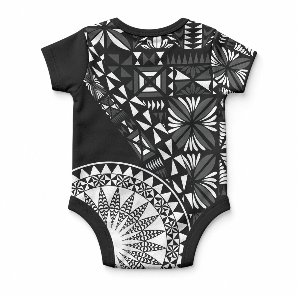 Black Tongan Ngatu Fonulei Pattern Baby Onesie LT9 - Polynesian Pride