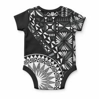 Black Tongan Ngatu Fonulei Pattern Baby Onesie LT9 - Polynesian Pride