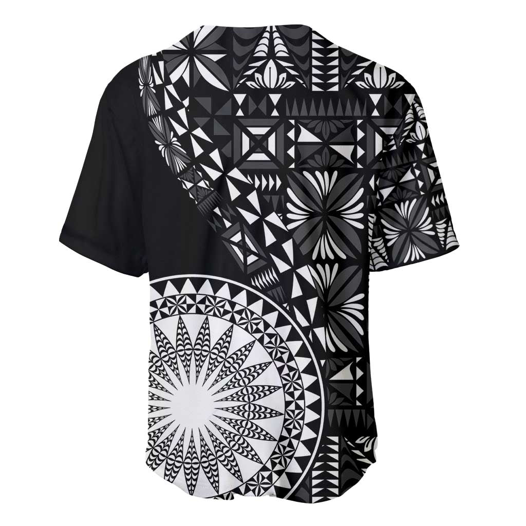 Black Tongan Ngatu Fonulei Pattern Baseball Jersey LT9 - Polynesian Pride