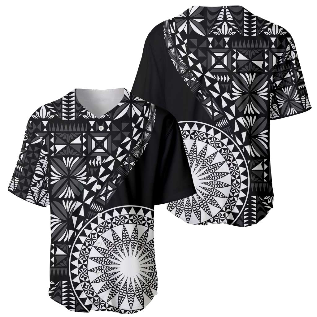 Black Tongan Ngatu Fonulei Pattern Baseball Jersey LT9 - Polynesian Pride