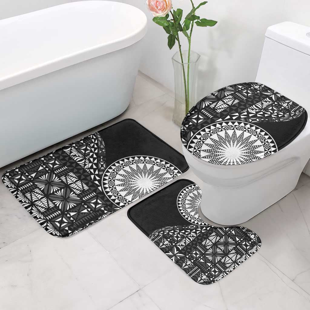 Black Tongan Ngatu Fonulei Pattern Bathroom Set LT9 - Polynesian Pride