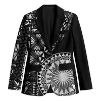 Black Tongan Ngatu Fonulei Pattern Blazer LT9 Unisex Black - Polynesian Pride