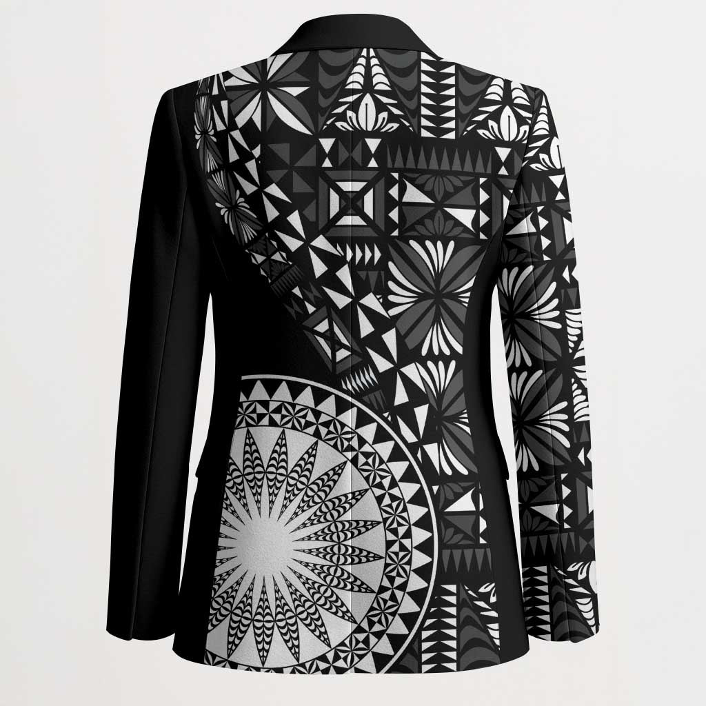 Black Tongan Ngatu Fonulei Pattern Blazer LT9 - Polynesian Pride