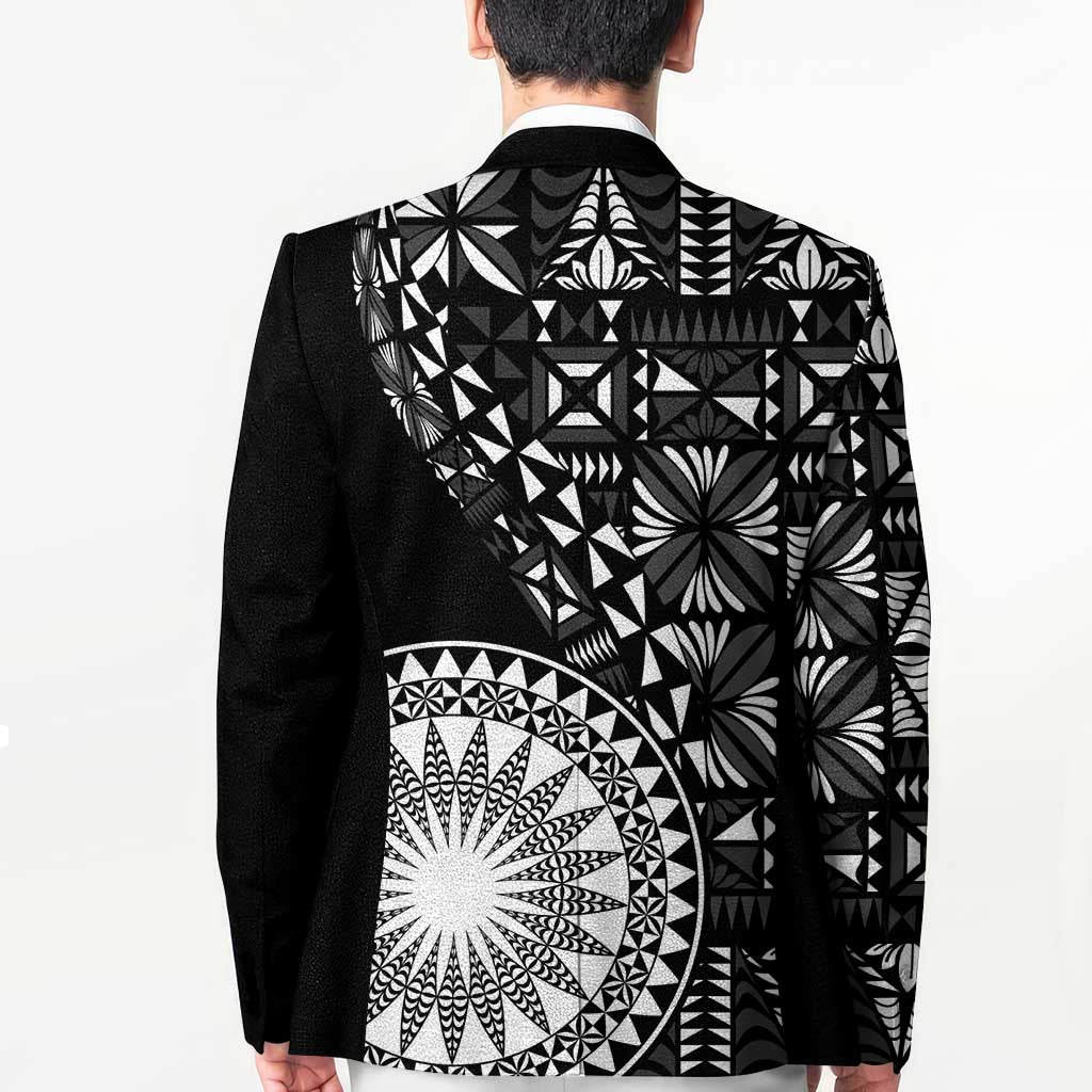 Black Tongan Ngatu Fonulei Pattern Blazer LT9 - Polynesian Pride