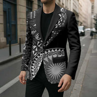 Black Tongan Ngatu Fonulei Pattern Blazer LT9 - Polynesian Pride