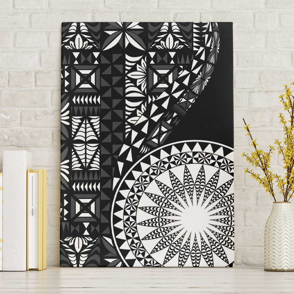 Black Tongan Ngatu Fonulei Pattern Canvas Wall Art