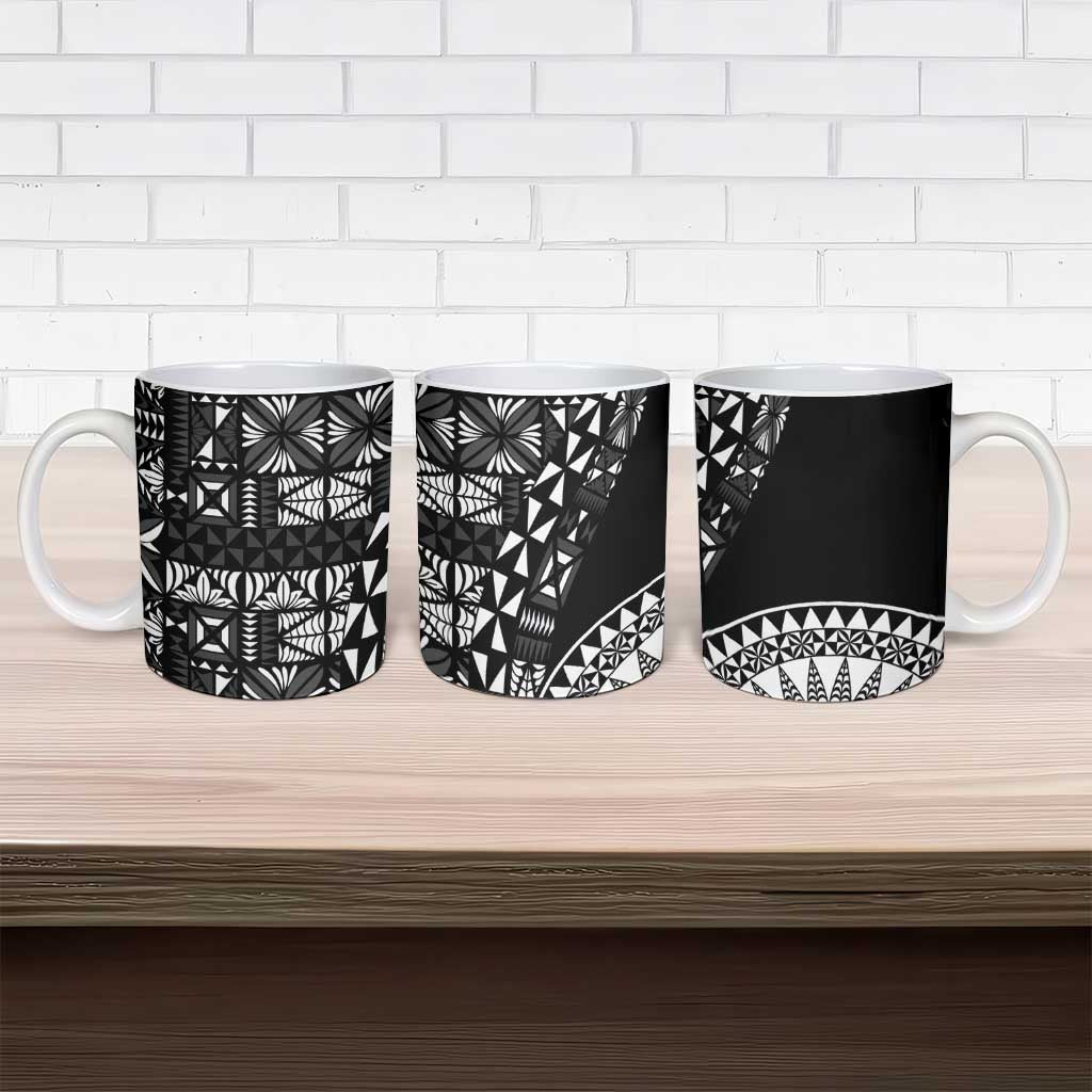 Black Tongan Ngatu Fonulei Pattern Ceramic Mug LT9 - Polynesian Pride