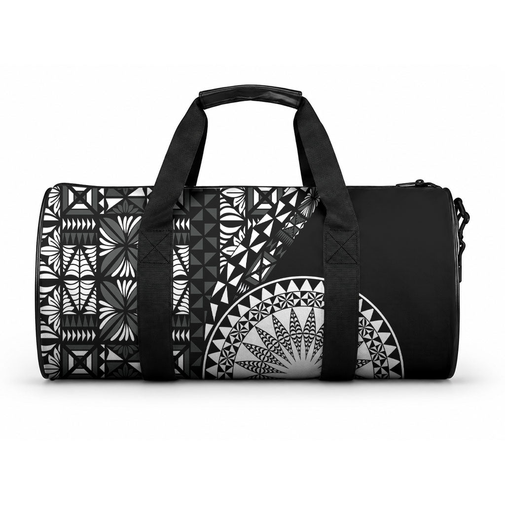 Black Tongan Ngatu Fonulei Pattern Duffle Bag LT9 One size Black - Polynesian Pride