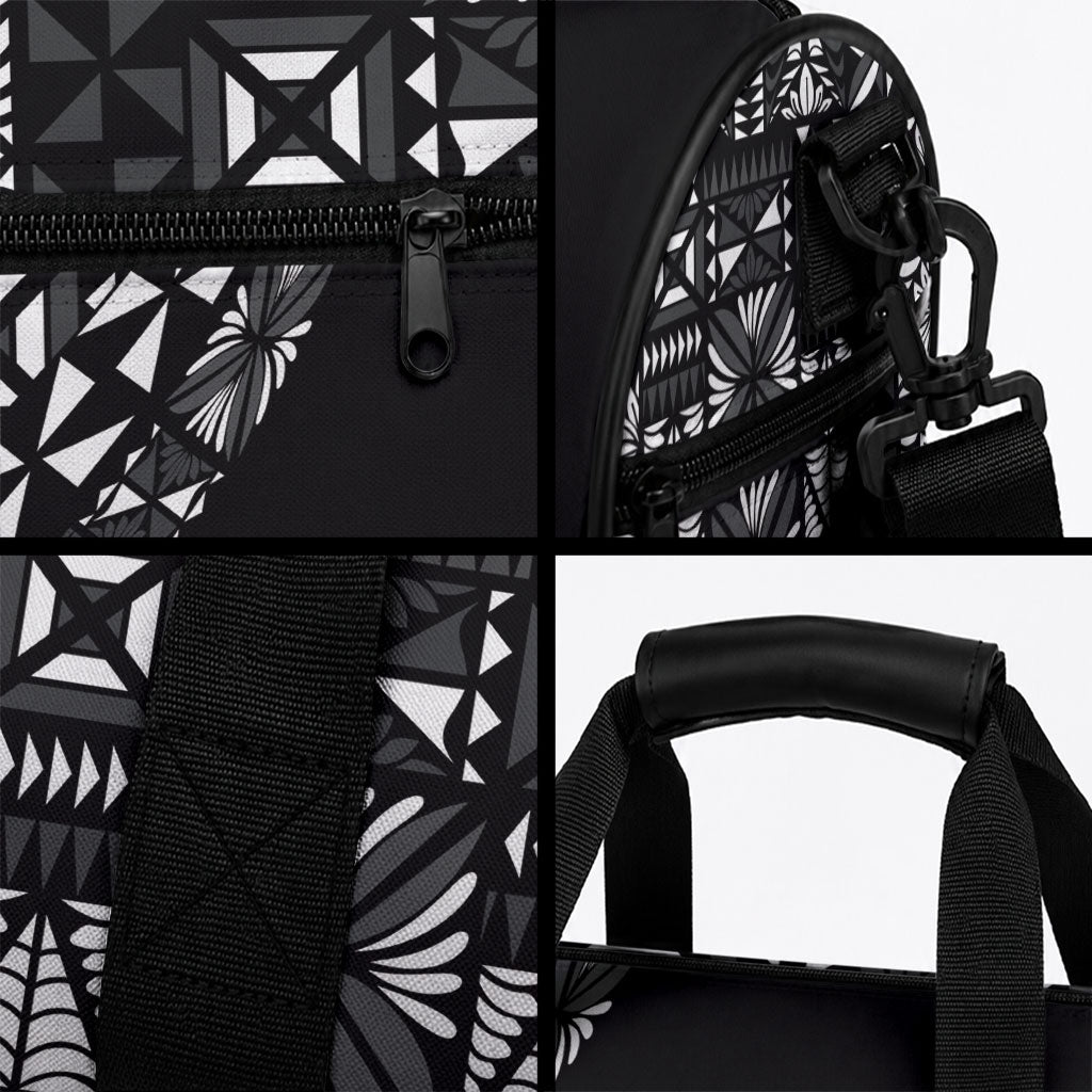 Black Tongan Ngatu Fonulei Pattern Duffle Bag LT9 - Polynesian Pride