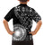 Black Tongan Ngatu Fonulei Pattern Family Matching Off Shoulder Maxi Dress and Hawaiian Shirt