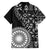 Black Tongan Ngatu Fonulei Pattern Family Matching Off Shoulder Maxi Dress and Hawaiian Shirt