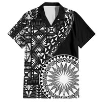 Black Tongan Ngatu Fonulei Pattern Family Matching Short Sleeve Bodycon Dress and Hawaiian Shirt LT9 Dad's Shirt - Short Sleeve Black - Polynesian Pride