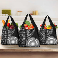 Black Tongan Ngatu Fonulei Pattern Grocery Bag