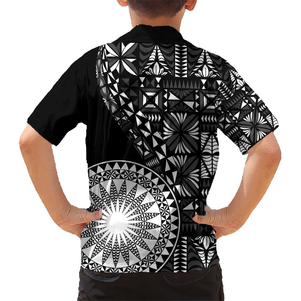 Black Tongan Ngatu Fonulei Pattern Hawaiian Shirt