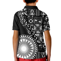 Black Tongan Ngatu Fonulei Pattern Kid Polo Shirt