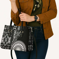 Black Tongan Ngatu Fonulei Pattern Leather Bag LT9 - Polynesian Pride